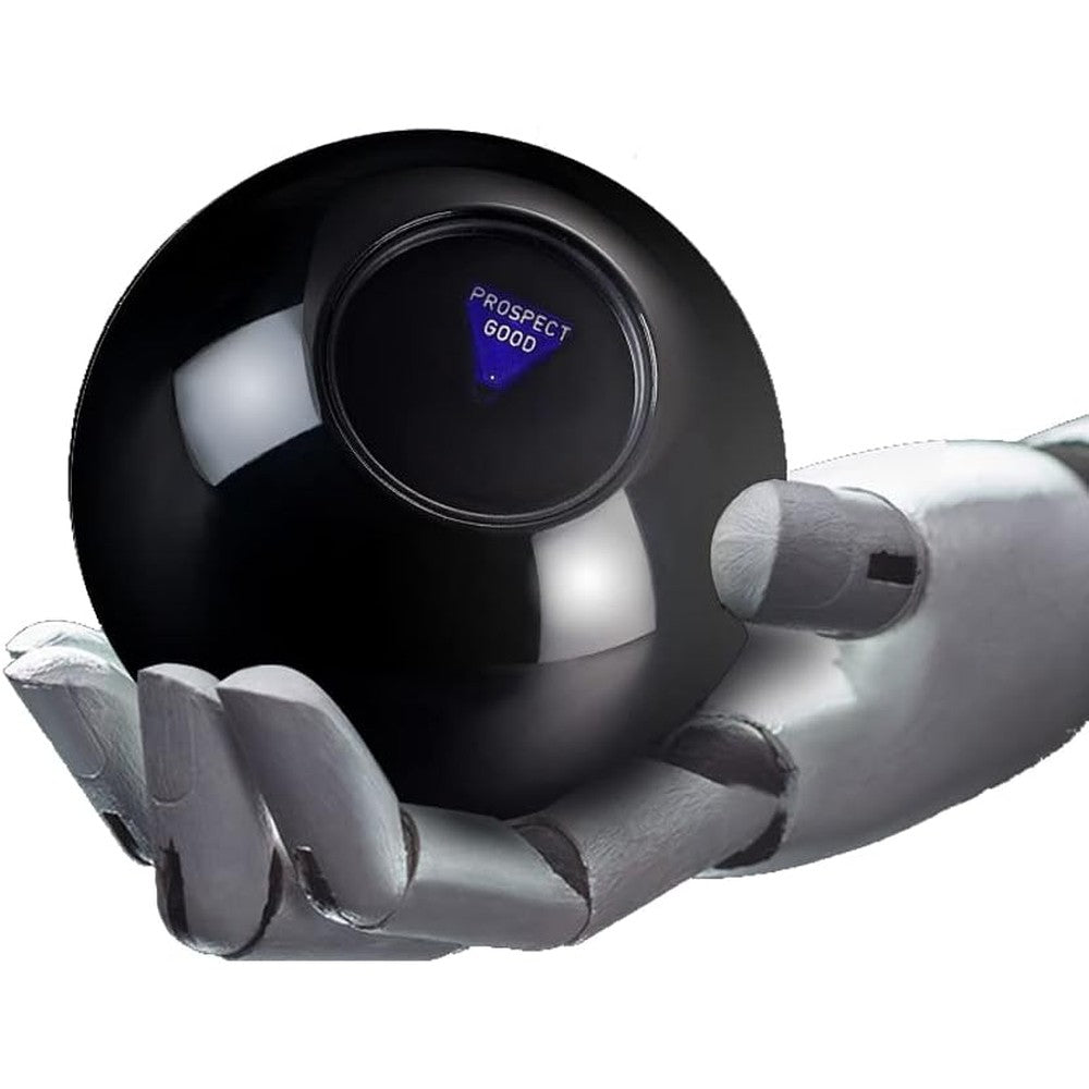 Yassk Mystic 8 Ball Retro Edition front view black fortune telling toy