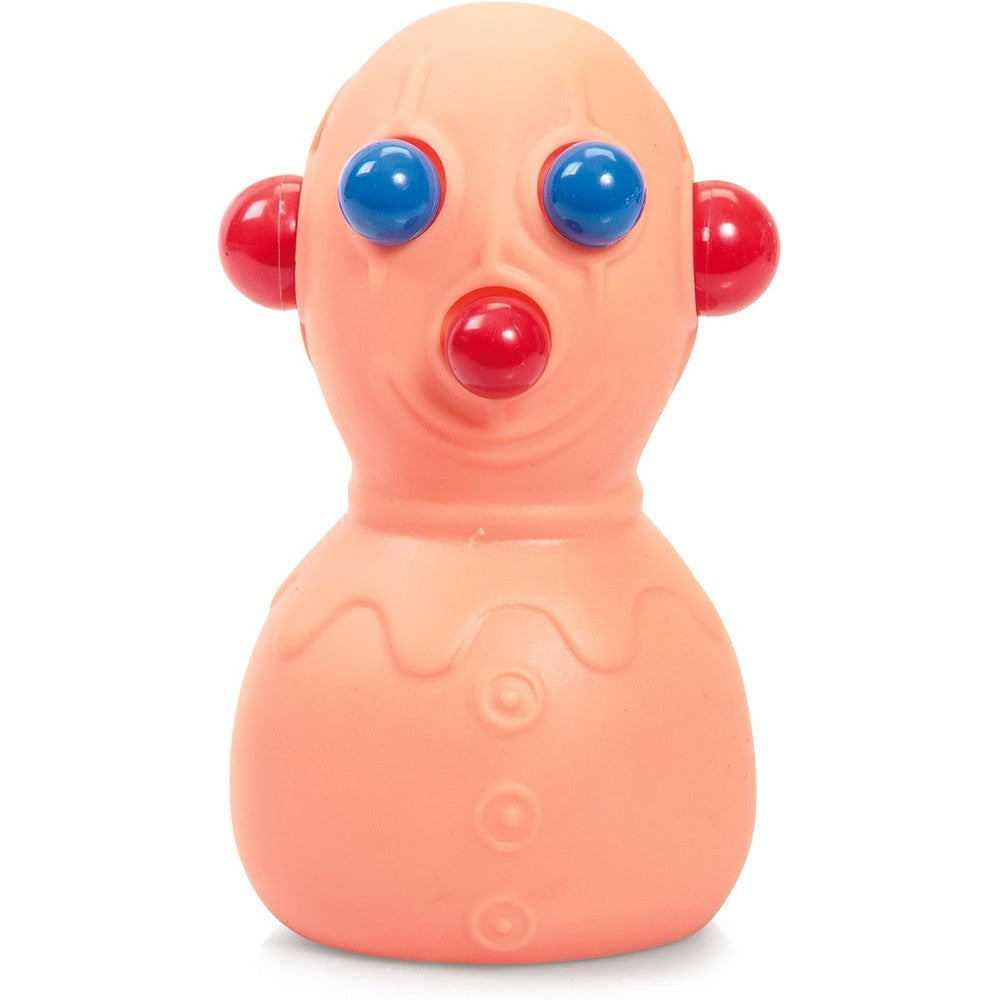 Schylling Panic Pete Squeeze Toy showing front view of orange rubber body with pop out eyes
