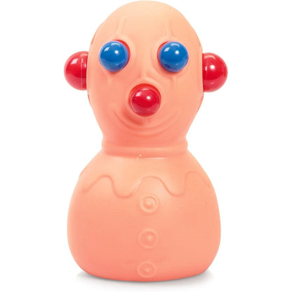 Schylling Panic Pete Squeeze Toy showing front view of orange rubber body with pop out eyes