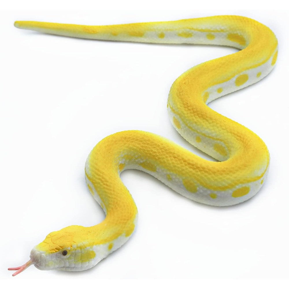 SIENON realistic fake snake toy front view showcasing yellow and white python markings.
