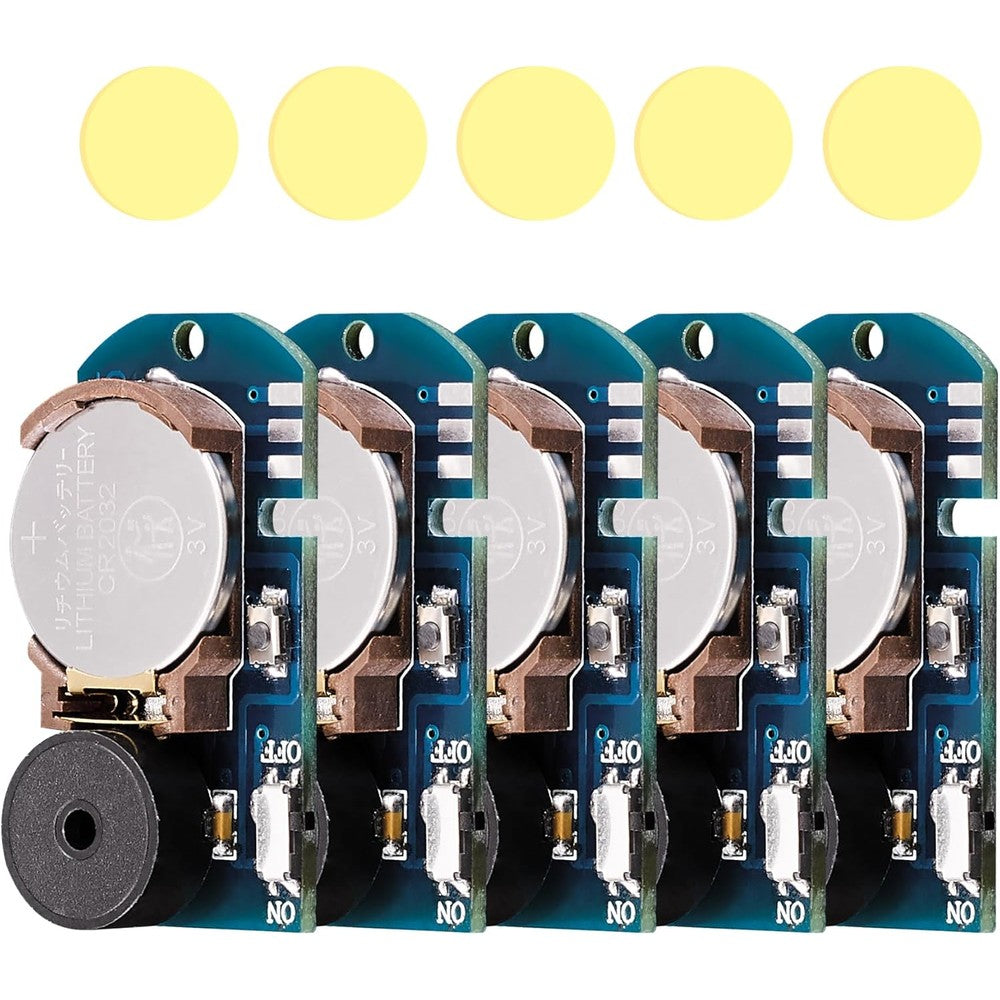 Chilpals Cricket Noise Maker Prank five pack front view showing the miniature electronic circuit board components.