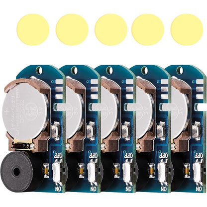 Chilpals Cricket Noise Maker Prank five pack front view showing the miniature electronic circuit board components.