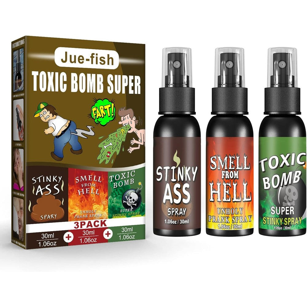 A AIFAMY 3P Fart Spray Extra Strong front view showing three premium prank bottles