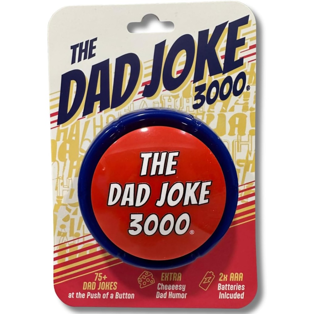 The Dad Joke 3000 funny talking button front view showing large red button design