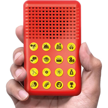 Knucklhead sound effects machine front view showing sixteen comedy buttons.