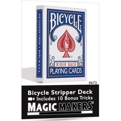 Magic Makers Bicycle Stripper Deck blue tuck box front view showing authentic magic cards packaging