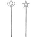 Liatunou 2 Pack silver star and crown wand set front view