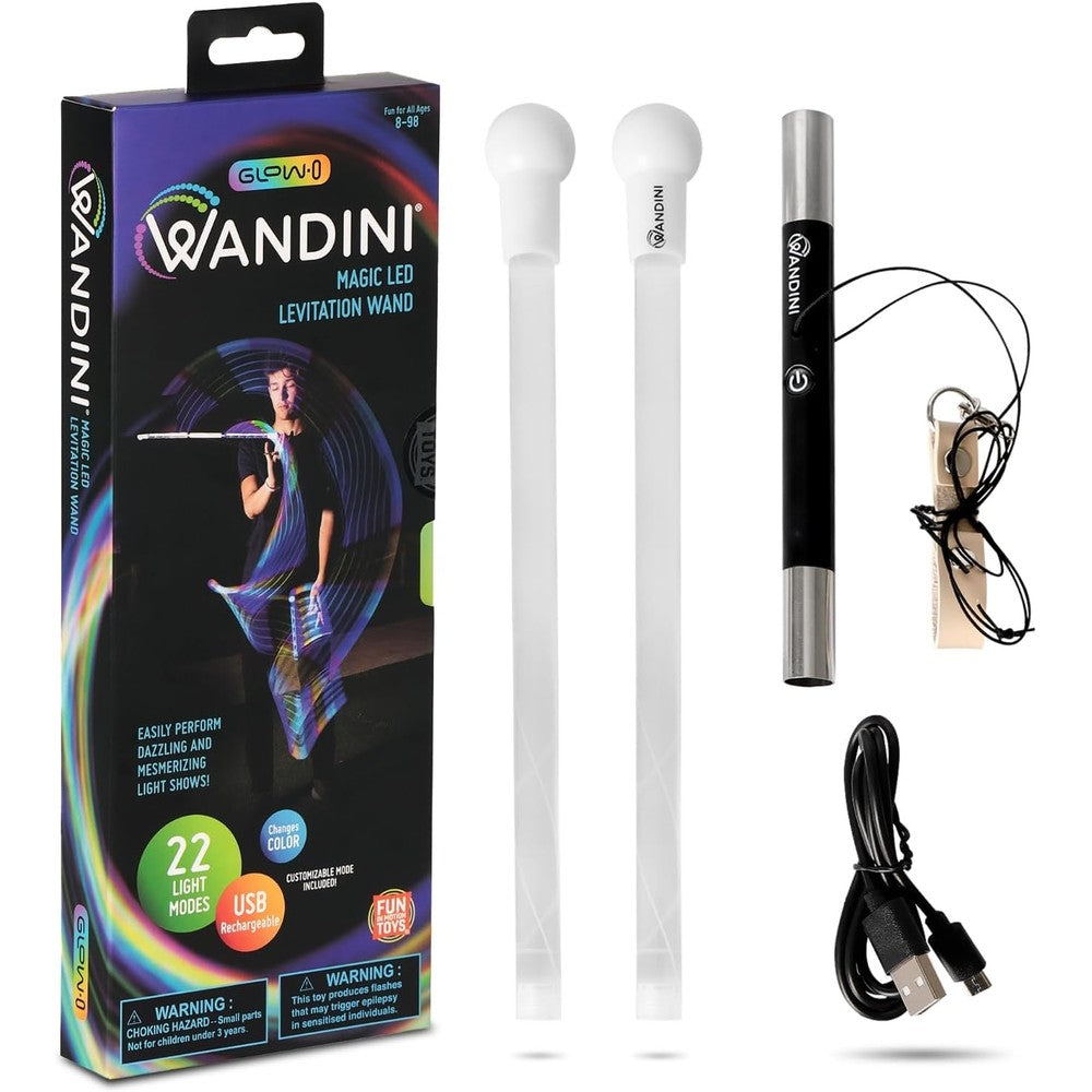 Wandini Glow.0 LED magic wand front view showing glowing colors