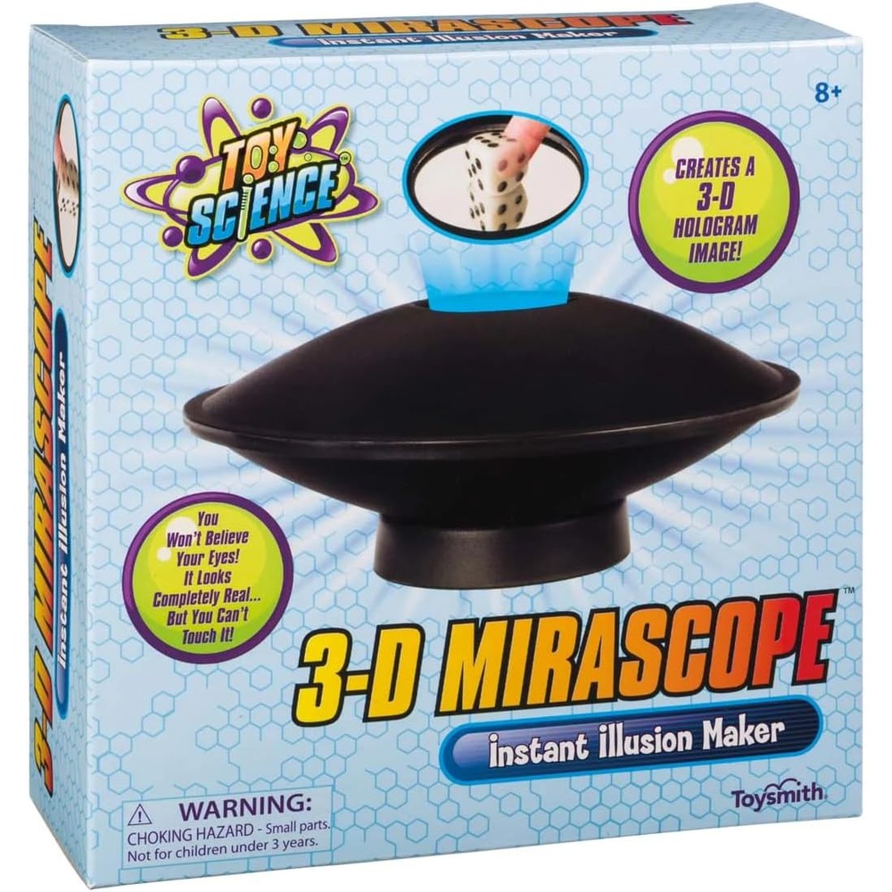 Toysmith 3D Mirascope 6 inch hologram image maker front view with floating frog illusion