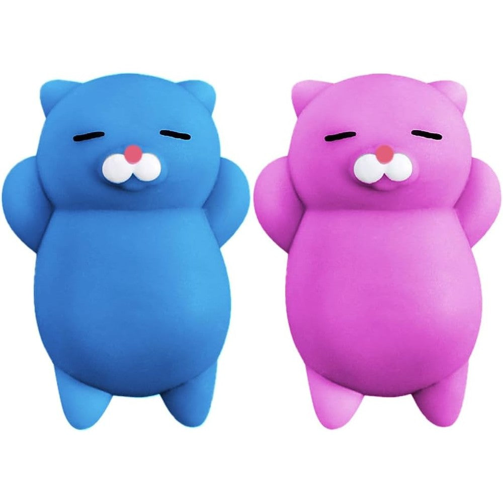 Nutty Toys Squishy Cat Set front view showing blue and purple silicone kawaii kitties for stress relief.