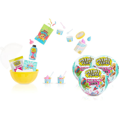 MGA's Miniverse Make It Mini Cafe Series 5 Three Pack front packaging view showing surprise capsules.