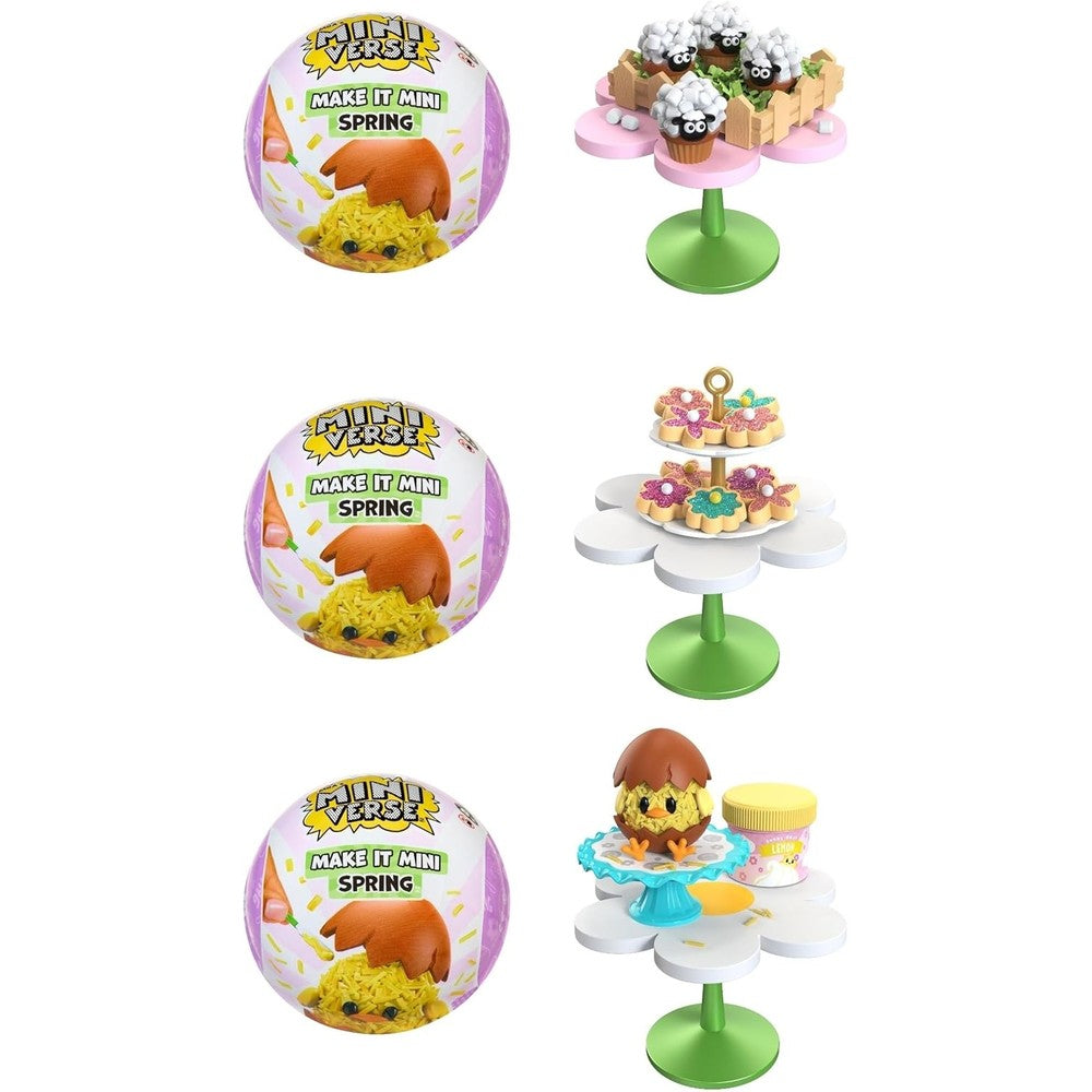 MGA's Miniverse Make It Mini Spring Three Pack front view of the packaging balls
