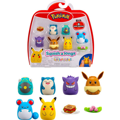 Squish-a-longs Pokémon Mini-Squish six pack front view featuring squishy collectible figures