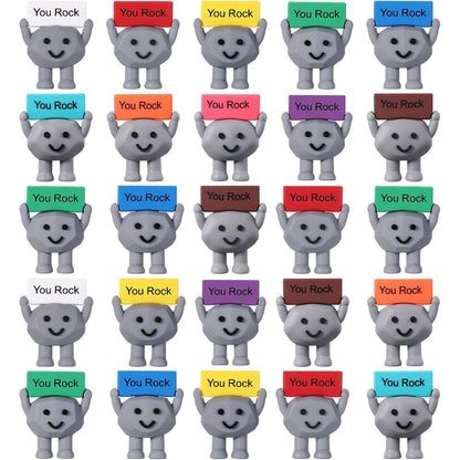 Gejoy mini rubber stone toys twenty-five piece set displayed together showing assorted colorful hand signs.