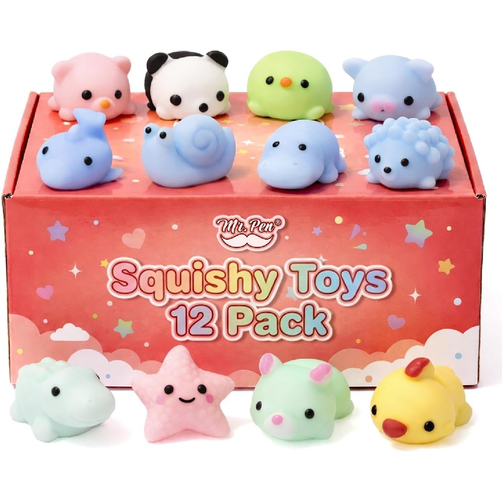 Mr. Pen Pastel Animal Squishy Toys 12 Pack assortment front view