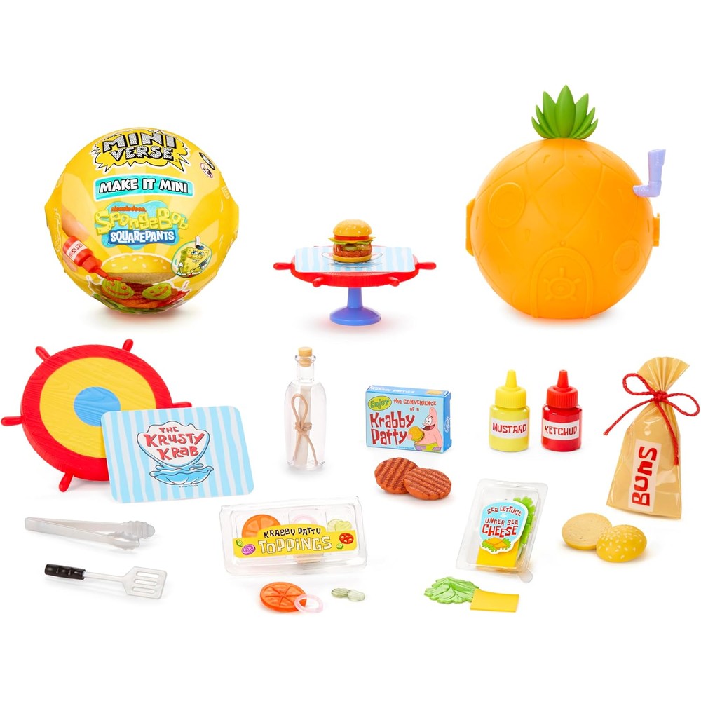 MGA's Miniverse Make It Mini SpongeBob SquarePants blind pack capsule front view showcasing mystery packaging