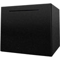 LARCOLO unbreakable stainless steel piggy bank front view showing matte black finish and single deposit slot.