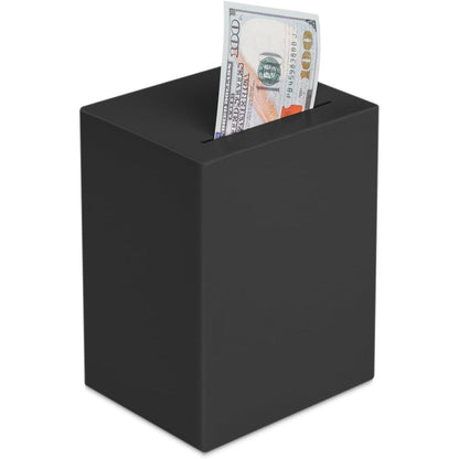EIENHOSHI unbreakable piggy bank for adults front view showing sleek matte black design and single cash slot