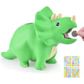 PJDRLLC dinosaur piggy bank front view showing the green triceratops design for kids savings.
