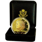 eTradewinds Donald Trump gold coin set front view showcasing forty-five forty-seven presidential portrait