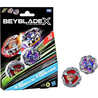 Beyblade X Beat Tyranno and Knife Shinobi dual pack box front view