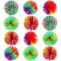Leinuosen 12 Pieces Monkey Stringy Balls front view showing vibrant multicolor rainbow sensory fidget toys.