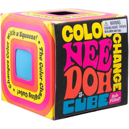 Schylling Needoh Color Change Cube sensory toy front view showing square shape