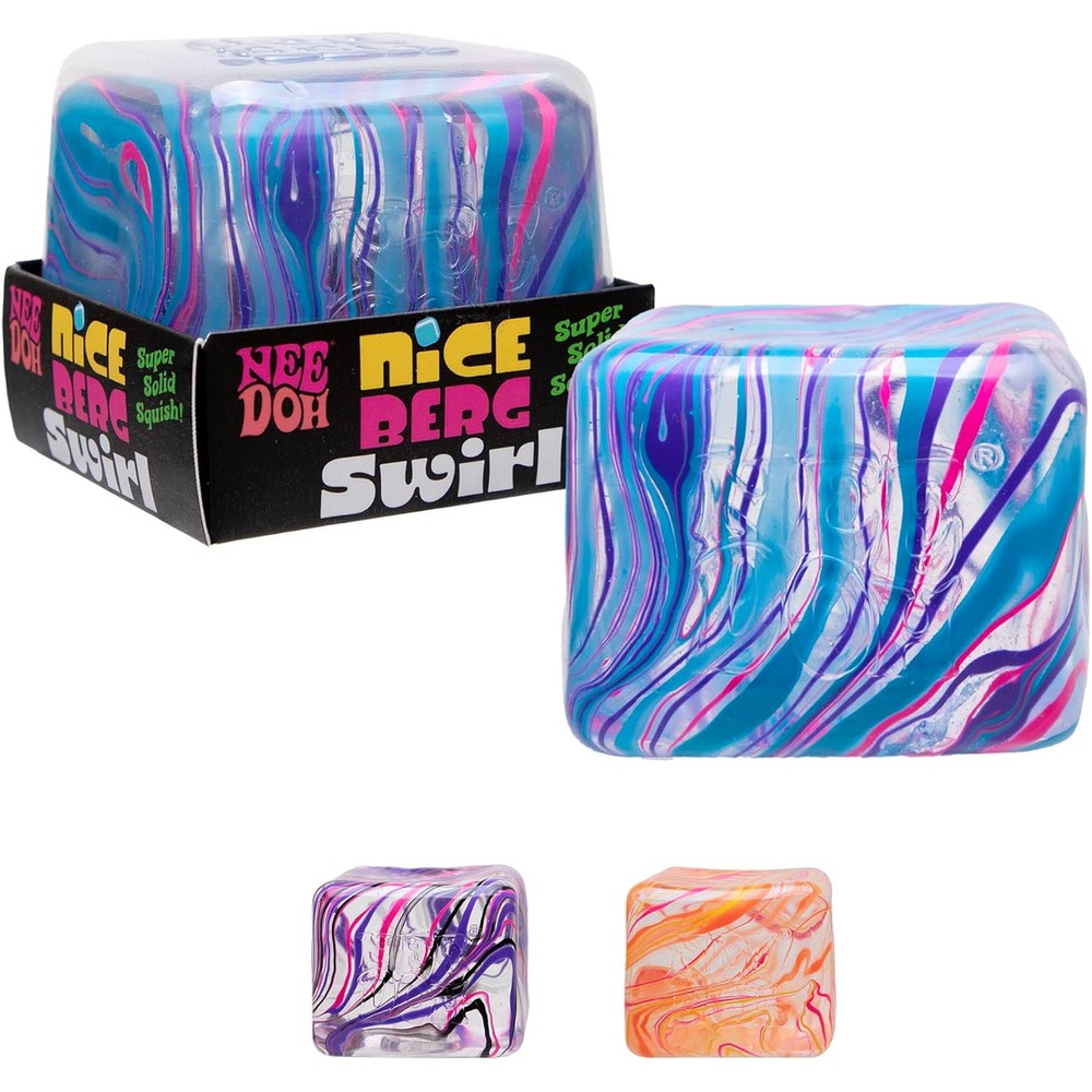 Schylling NeeDoh Swirl Nice Berg front view showing unique marbled design jumbo squishy fidget toy