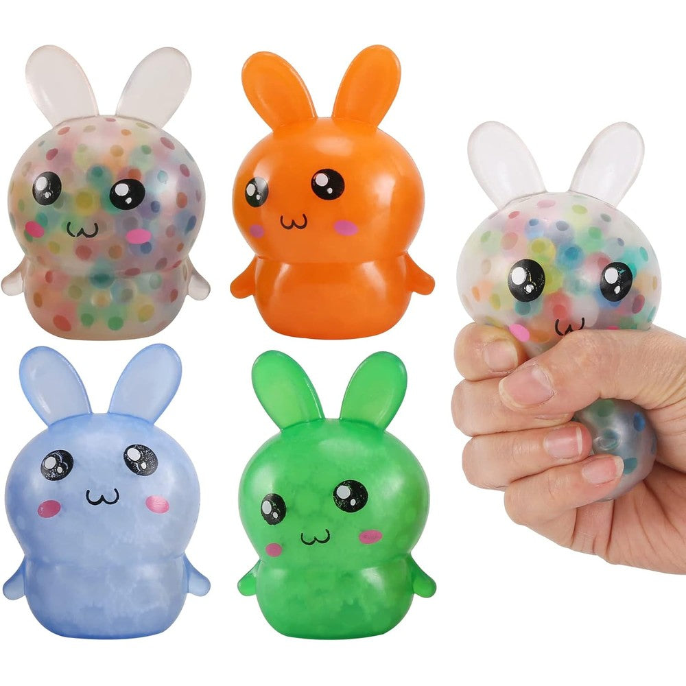 FauKait squishy easter bunny stress balls front view of four colorful toys