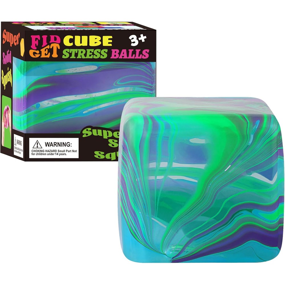 Drephere Fidget Toys Squishy Stress Cube front view showing the green ice cube textured surface.