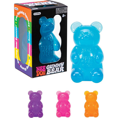 Schylling NeeDoh Gummy Bear sensory fidget toy front view showing cute bowtie detail