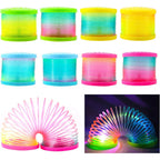 ZJDL glow coil spring toy 8 pack front view displaying vibrant multicolored mini rainbow fidgets.