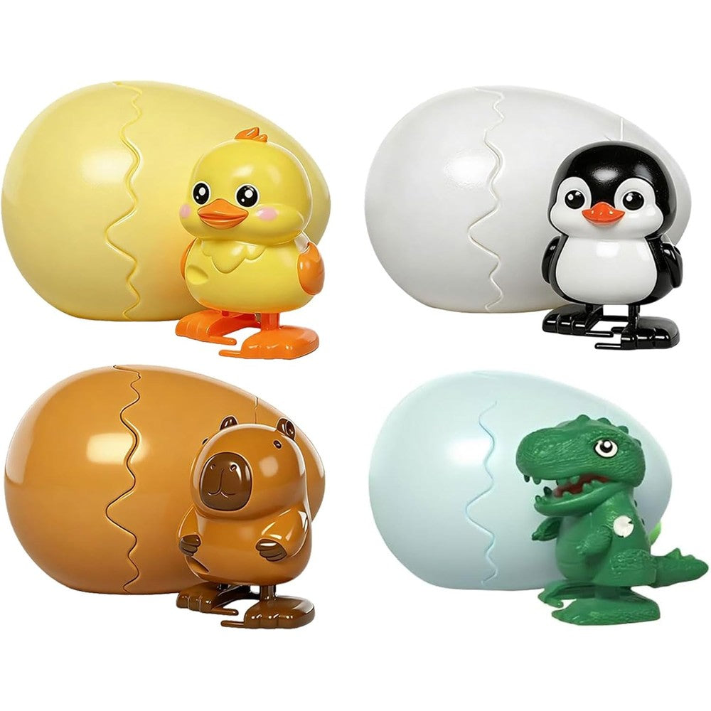 GZWY Boom Eggs wind up surprise hatching toy front view showing four colorful plastic eggs