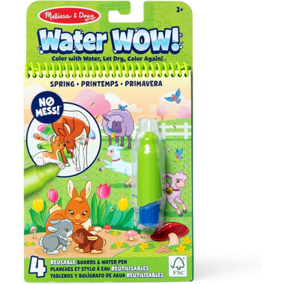 Melissa & Doug On The Go Water Wow Spring theme front view showing the spiral binding and refillable water pen.