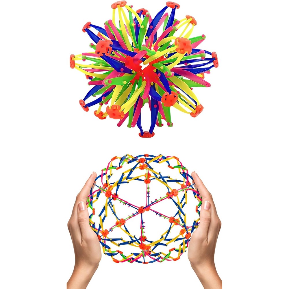 DIMROM expandable breathing ball front view showing colorful geometric design for adult stress relief.