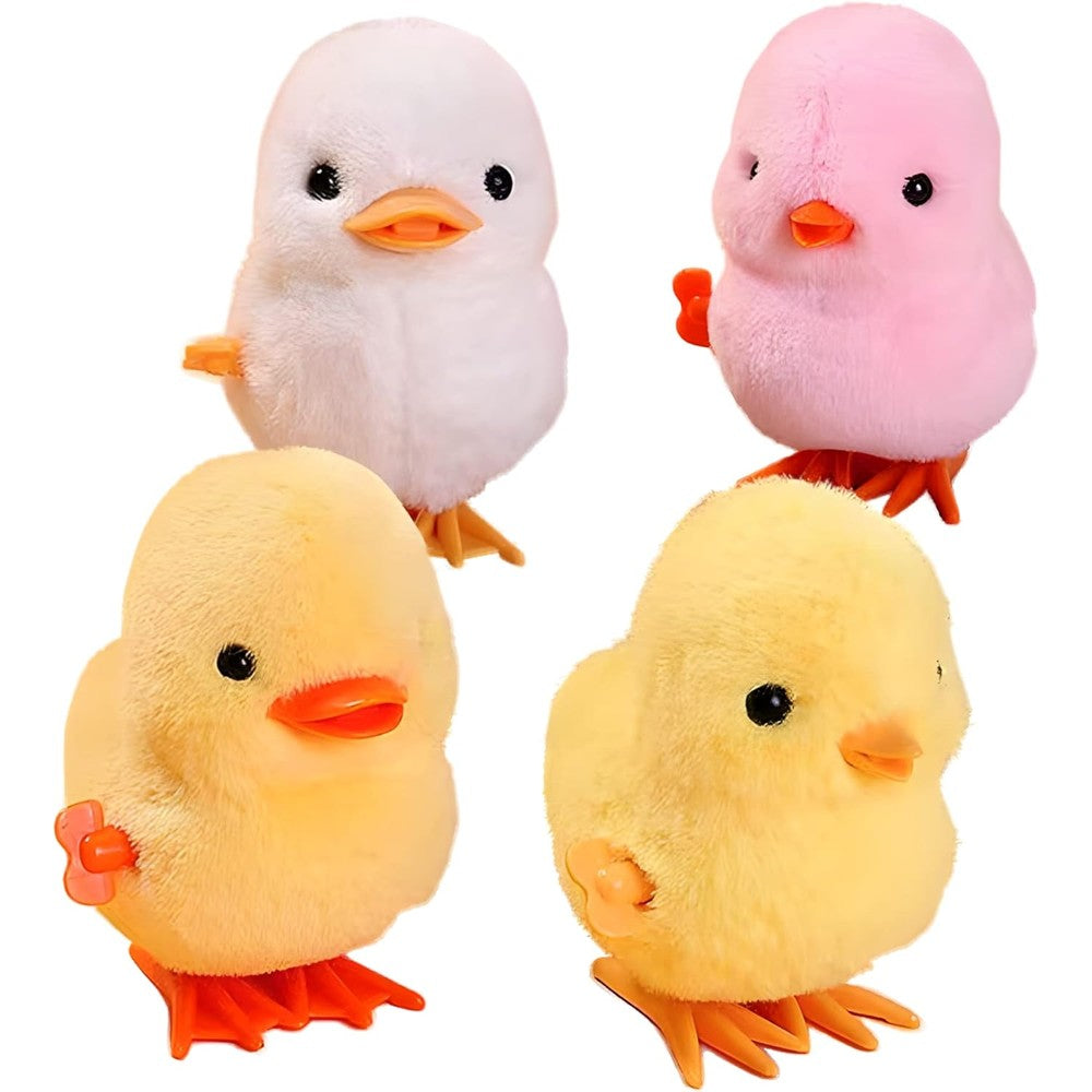 HawaStar Easter wind up plush toys front view of four fluffy hopping chicks and ducks