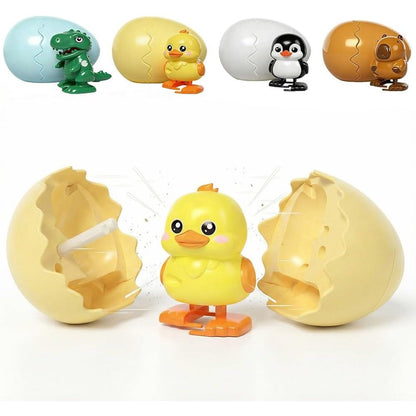 Hulezt Boom Eggs wind up surprise egg toy showing the front view of the closed plastic egg shell structure