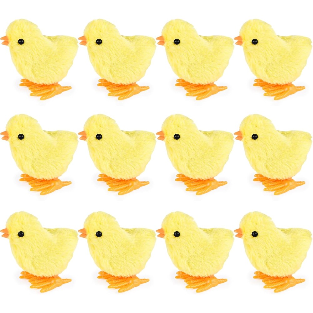 3 Otters wind up jumping chicken toys twelve piece set front view