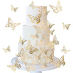 Zhuoweism 40 pieces gold laser 3D butterfly cupcake toppers set