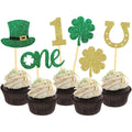 Moitkptt St Patrick's Day 1st Birthday Cupcake Toppers front view