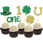Moitkptt St Patrick's Day 1st Birthday Cupcake Toppers front view