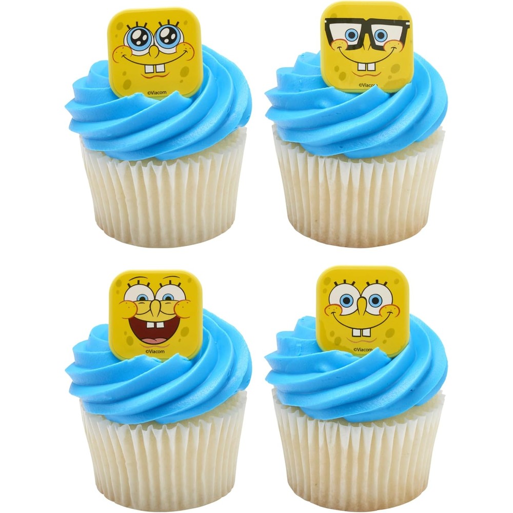 DecoPac SpongeBob SquarePants mood faces cupcake rings front view