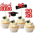 Zhuoweism 2026 graduation cupcake toppers front view with glitter finish.