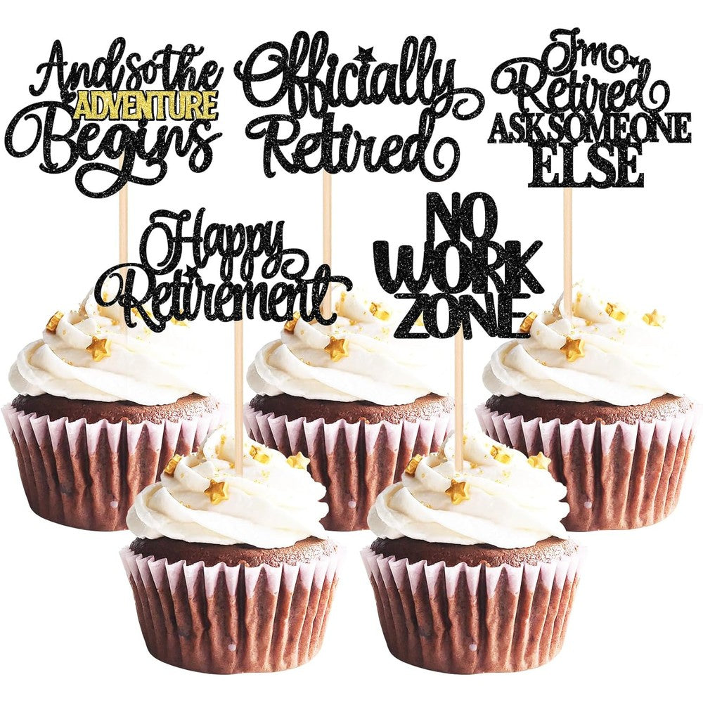 Zhuoweism happy retirement cupcake toppers front view