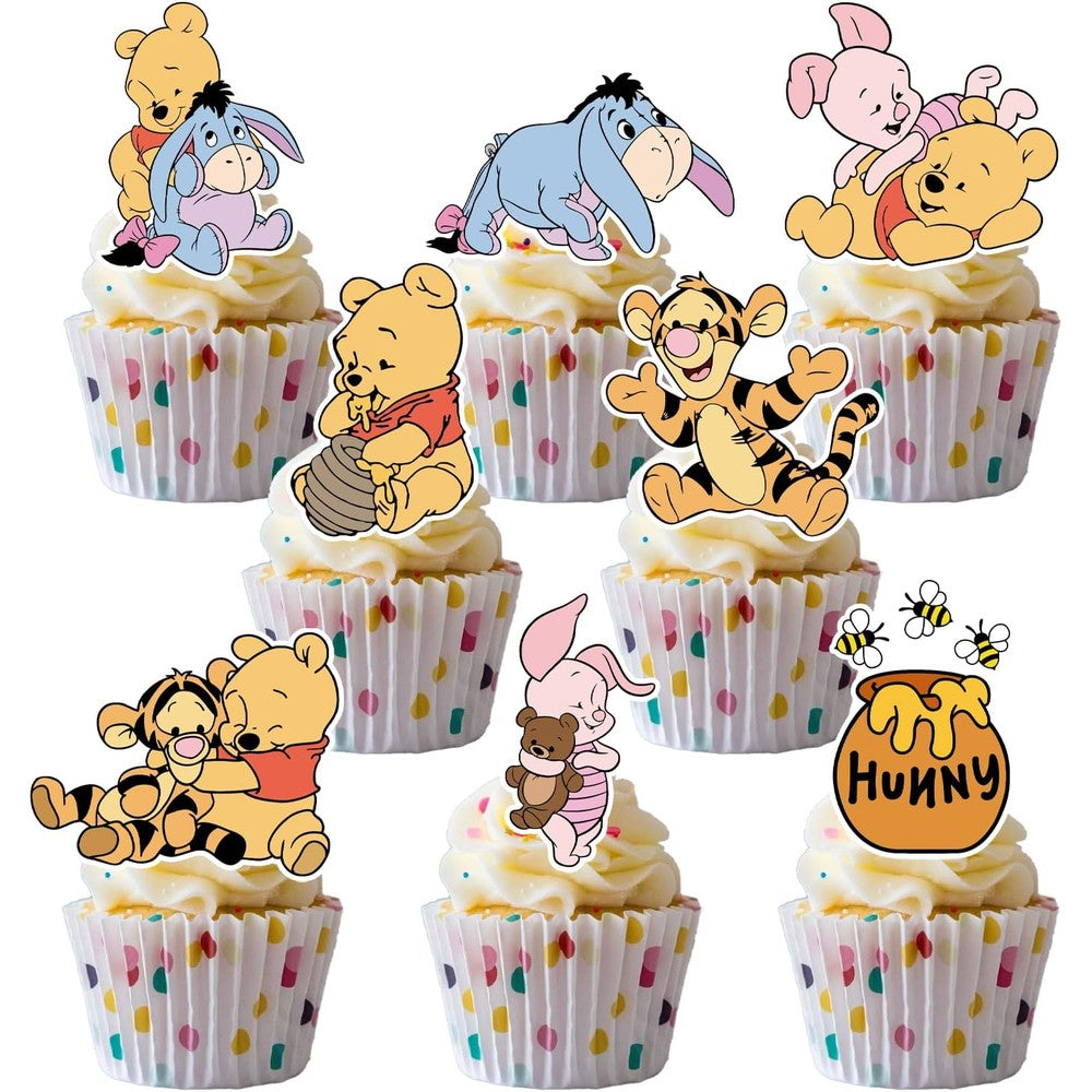 Coroder cute bear cupcake toppers front view for birthday party.