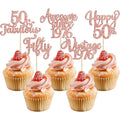 Ephlyn rose gold 50th birthday cupcake toppers front view