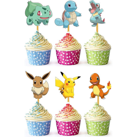 Luxlio Pokemon themed cupcake toppers front view