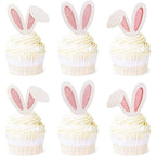 Ercadio 24 Pack Easter Bunny Ear Cupcake Toppers front view