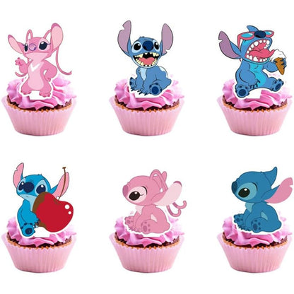 TQPXZO Stitch themed cartoon cupcake toppers set