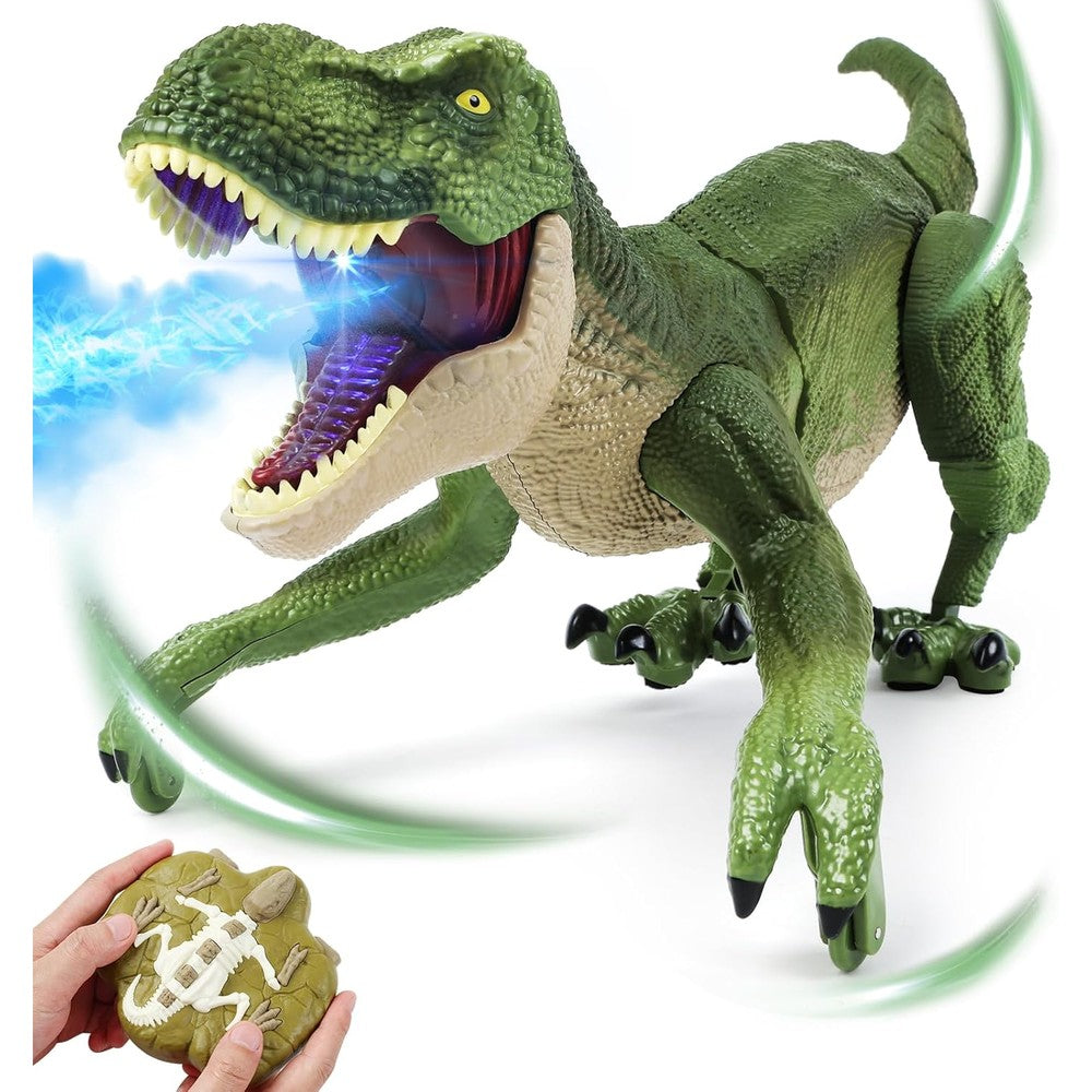 Bemiton Remote Control Dinosaur Toy front view with LED lights